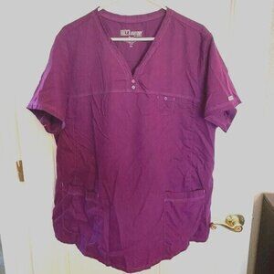 Greys Anatomy Scrub Top 3XL Purple Pockets V-Neck